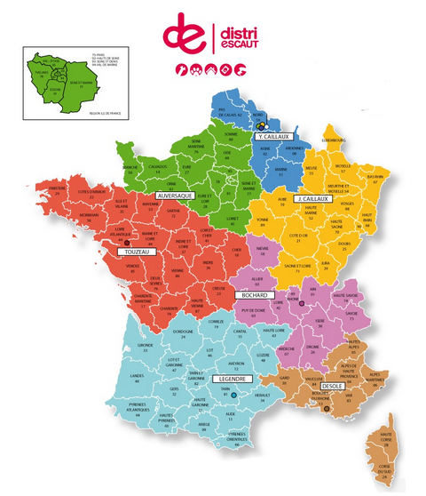 Carte de France des secteurs commerciaux