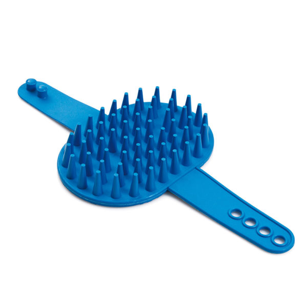 Brosse caoutchouc picots longs - bleu