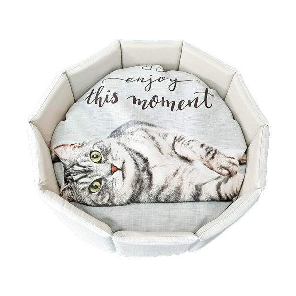 Corbeille motif chat - coloris beige