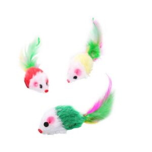 SET 3 SOURIS PLUME 10.5CM